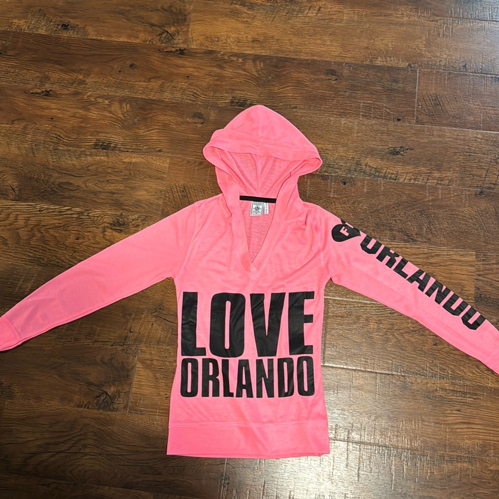 Hot pink soft hooded shirt MIAMI NWOT
